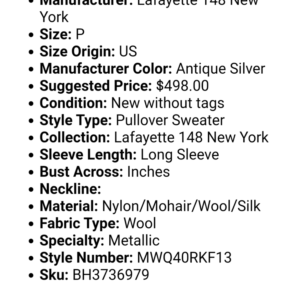 NWT LAFAYETTE 2pc pullover mohair top MSRP $498 - - Picture 9 of 10